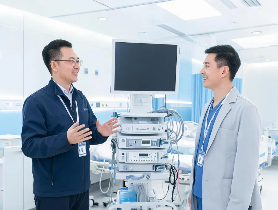 Clinical engineer advising hospital biomed manager